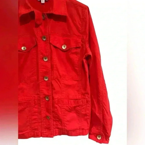 Cabi Taylor Utility Ruffle Back Button Down
Jacket #727 Red Orange - Picture 7 of 14